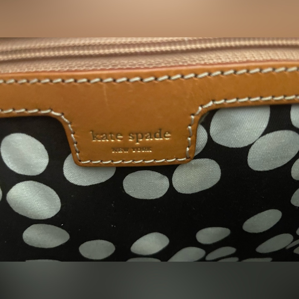 KATE SPADE Top Handle Raffia Flowers/Polka Dot, Dust Bag EUC 🤎🩷🩵 ✨HOST PICK✨ - Picture 11 of 16